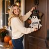 Halloween Wooden Hanging Sign Cute Welcome Door Decor for Party Decorations