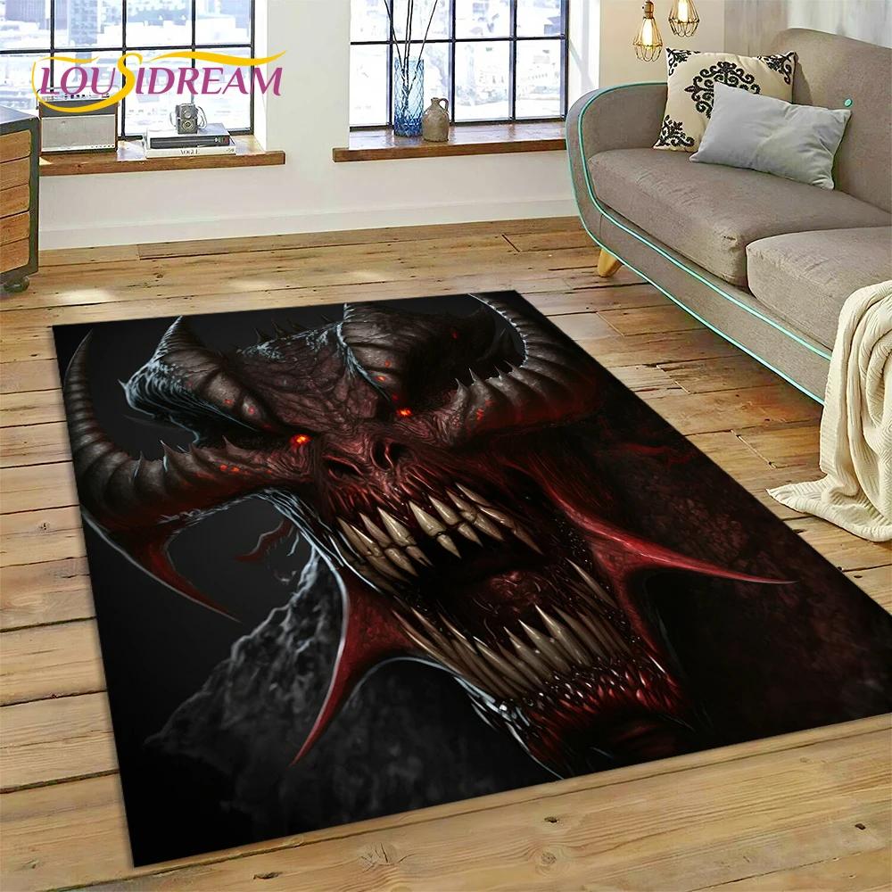 Gothic Horror Monsters Demon Ghost Carpet Rug for Bedroom Living Room Home Sofa Decoration,Children Game Large Decor Floor Mat