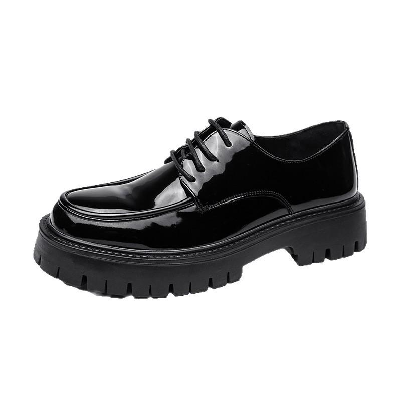Leather shoes leather shoes new British style business dress round head black patent leather glossy wedding groom best man shoes