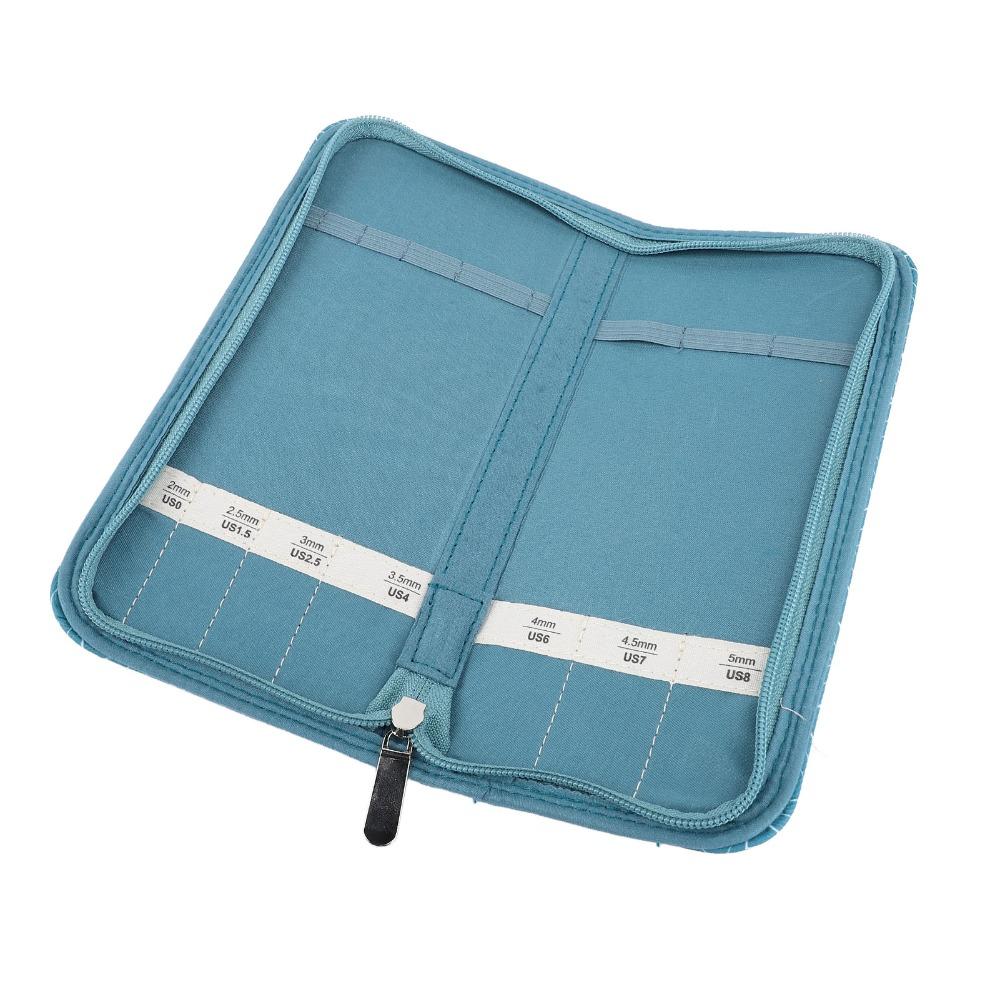 Rhombus Lattice Pattern Knitting Needle Case Oxford Fabric Storage Organizer Bag Airport Travel