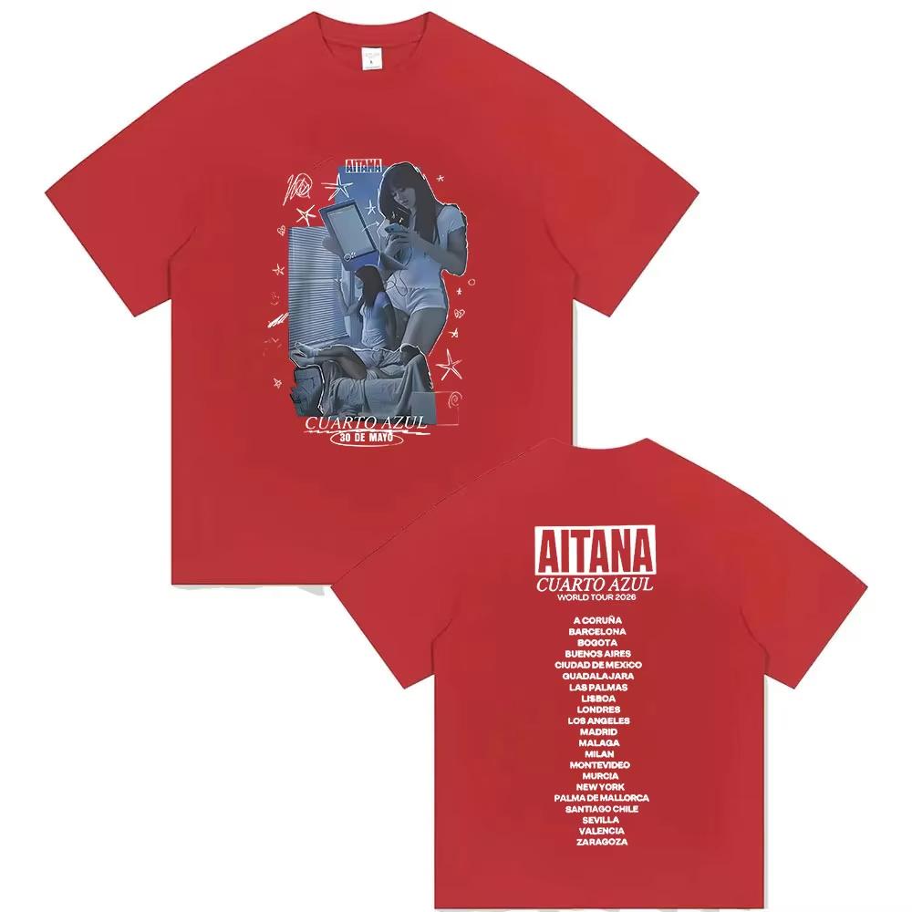 

Aitana Cuarto Azul World Tour 2026 Poster Print TShirt Men Women Streetwear Hip Hop Y2K Fashion Cotton Summer Tee Oversized Top 3XL
