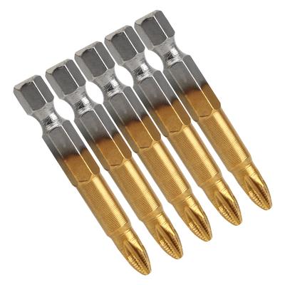 DIYWORK 1/4" šestihranná stopka Titanový povlak PH2 Délka 50 mm Elektrické šroubovací bity Protiskluzové 5 kusů/sada s magnetickým hrotem