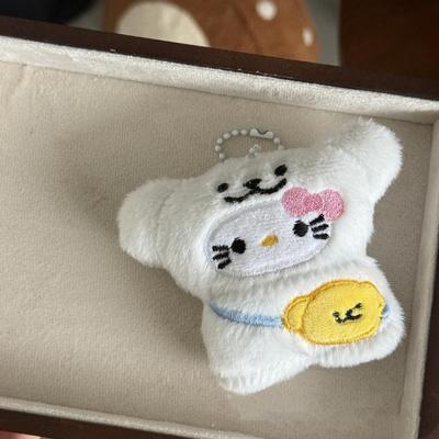 Cute Cartoon Head Cover Kitten Doll Pendant Plush Keychain Ornament Cat Stuffed Doll Key Ring Backpack Bag Decoration Kid Gifts