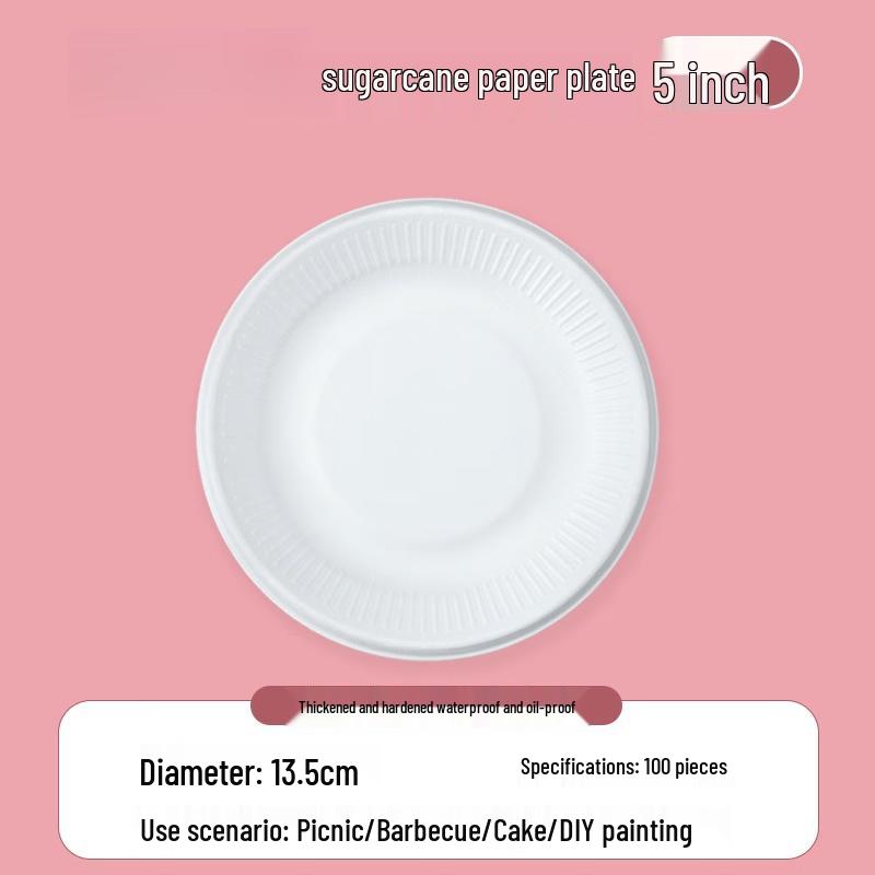 White 5-inch Disposable Sugarcane Paper Plates