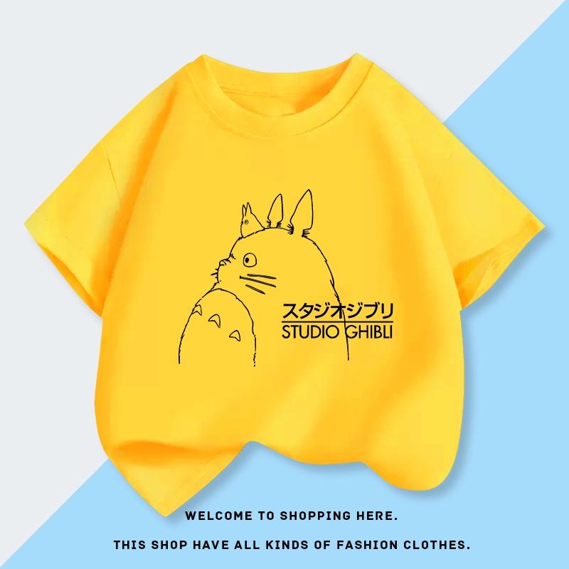 T-Shirt Muster Kleidung Mode Totoro Studio Studio Ghibli Niedliches Anime T-Shirt Damen Harajuku Kinderkleidung