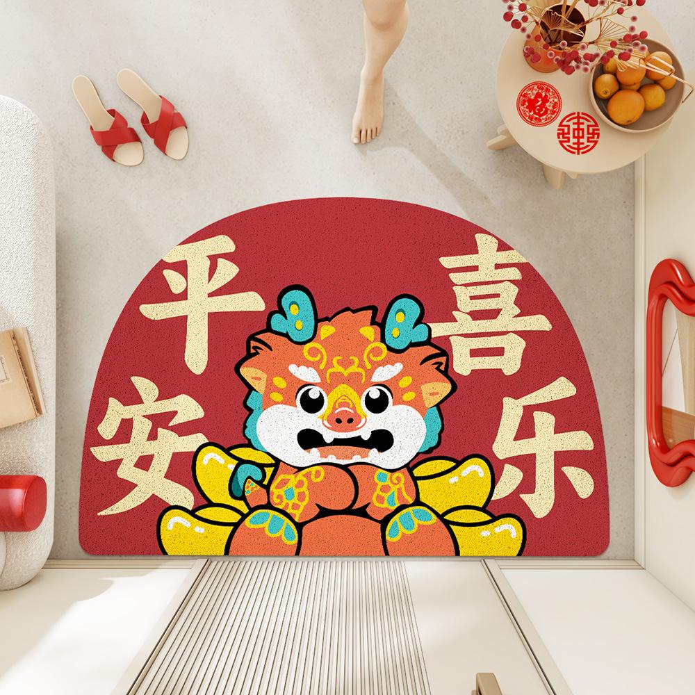 

Мультфильм Новый китайский коврик для пола входная дверь грязеотталкивающий песчаный ковер красный входная дверь пылеудаляющий шелковый коврик для ног 45*75cm