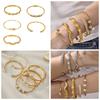 18K Goldbeschichteter Edelstahl Zirkon Geometrisches Offenes Armreif-Set