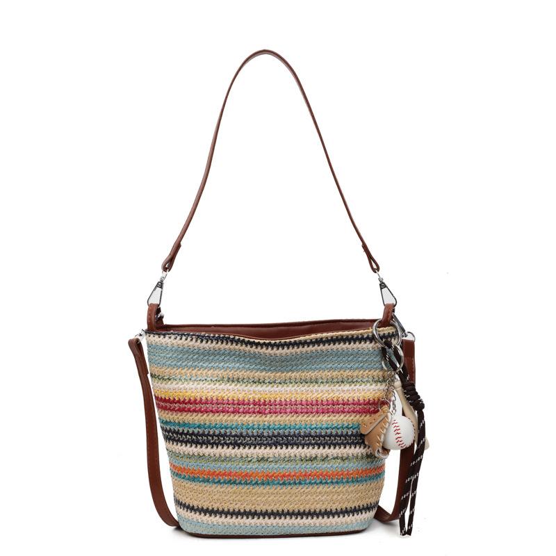 

Радужный цвет простой высокоуровневый смысл формы ведра мягкая и прочная модная изысканная новая легкая роскошь для поездок на работу диагональная через плечо сумочка