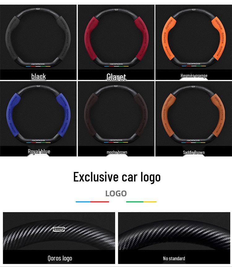 Non-Slip Genuine Leather Steering Wheel Cover, Ultra-Thin, Carbon Fiber D-Type, Universal for All Seasons