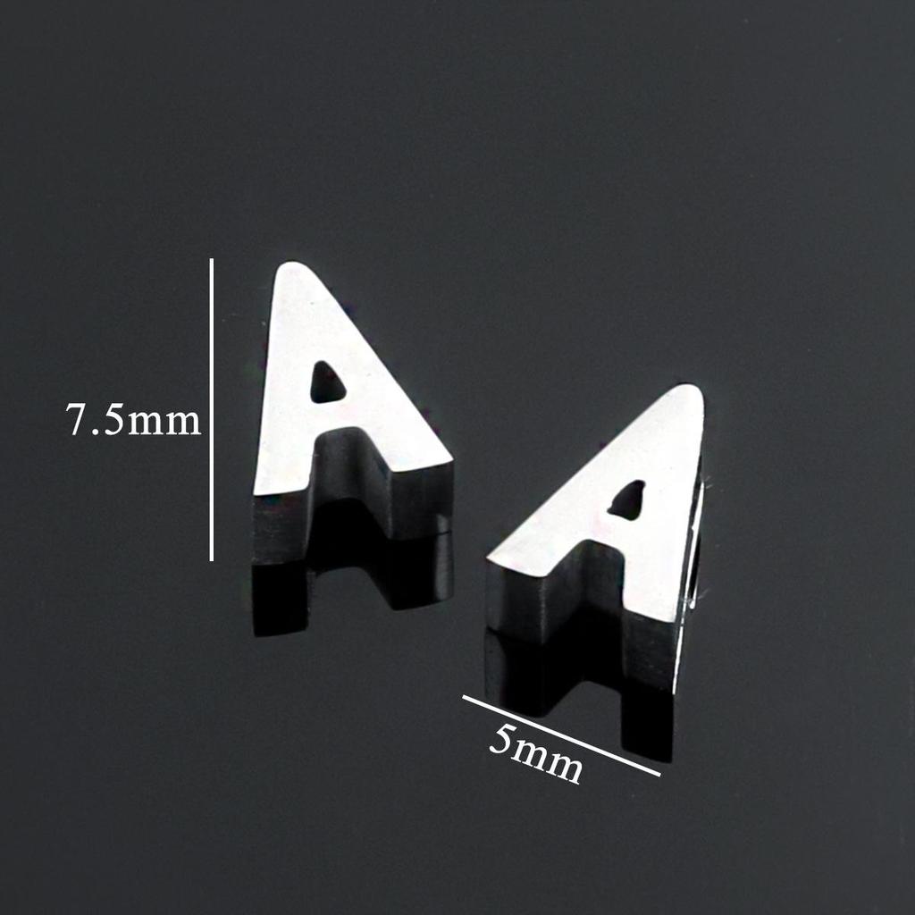 DZ Stainless Steel 26 English 3D Letter Pendant Necklace - Handmade Niche Design