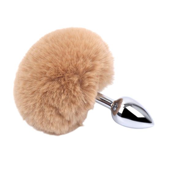Metal Anal Plugs with Faux Fur Stainless Steel Butt Plugs for Prostate/G-Spot Stimulation Weighted Ergonomic Design Body-Safe Discreet Adult Toy