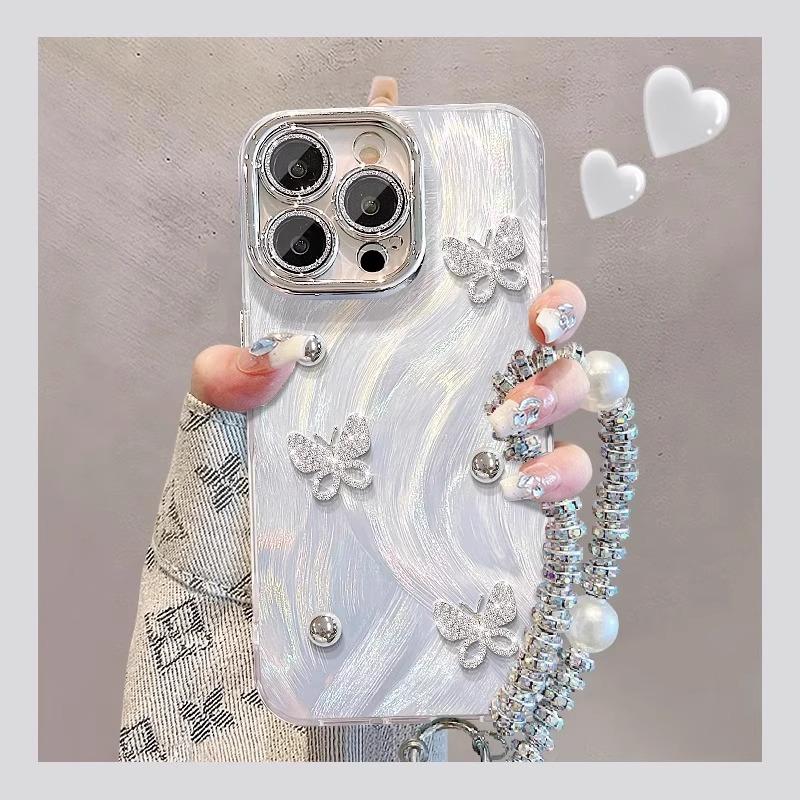 

Silver Bead Bow for IPhone 16 Mobile Phone 15 Shell 14 Protection for IPhone 13 Set 12 Silicone Full Package 11pr For Apple 6