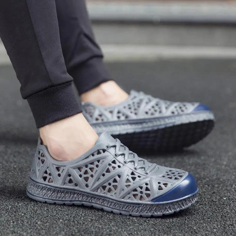 WTEMPO Herresandaler Sommer Myk Såle Lav Hæl Hul Blandet Farge Pustende Sklisikker Strandsko Tykk Såle EVA Ettstykke Plast Komfortabel Sandal