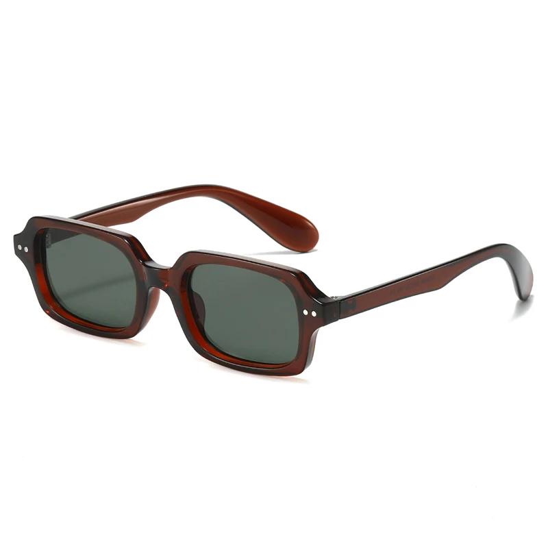 SO&EI Retro Small Rectangle Men Rivets Sunglasses Fashion Jelly Color Gradient Shades UV400 Women Sun Glasses