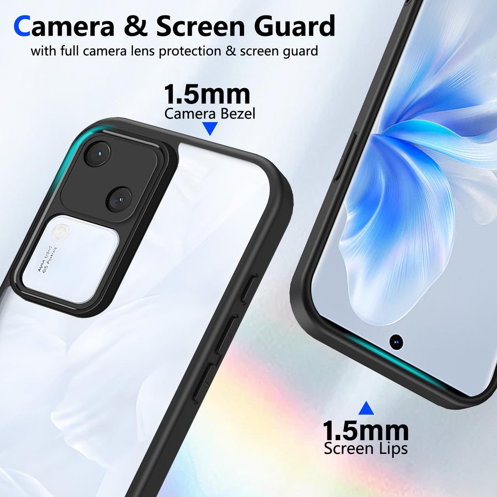 Vivo V30 5G V2318 Case Air Cushion Shockproof Silicone Bumper Clear Matte Back Cover Hard Phone Case for Vivo V30 VivoV30 2025