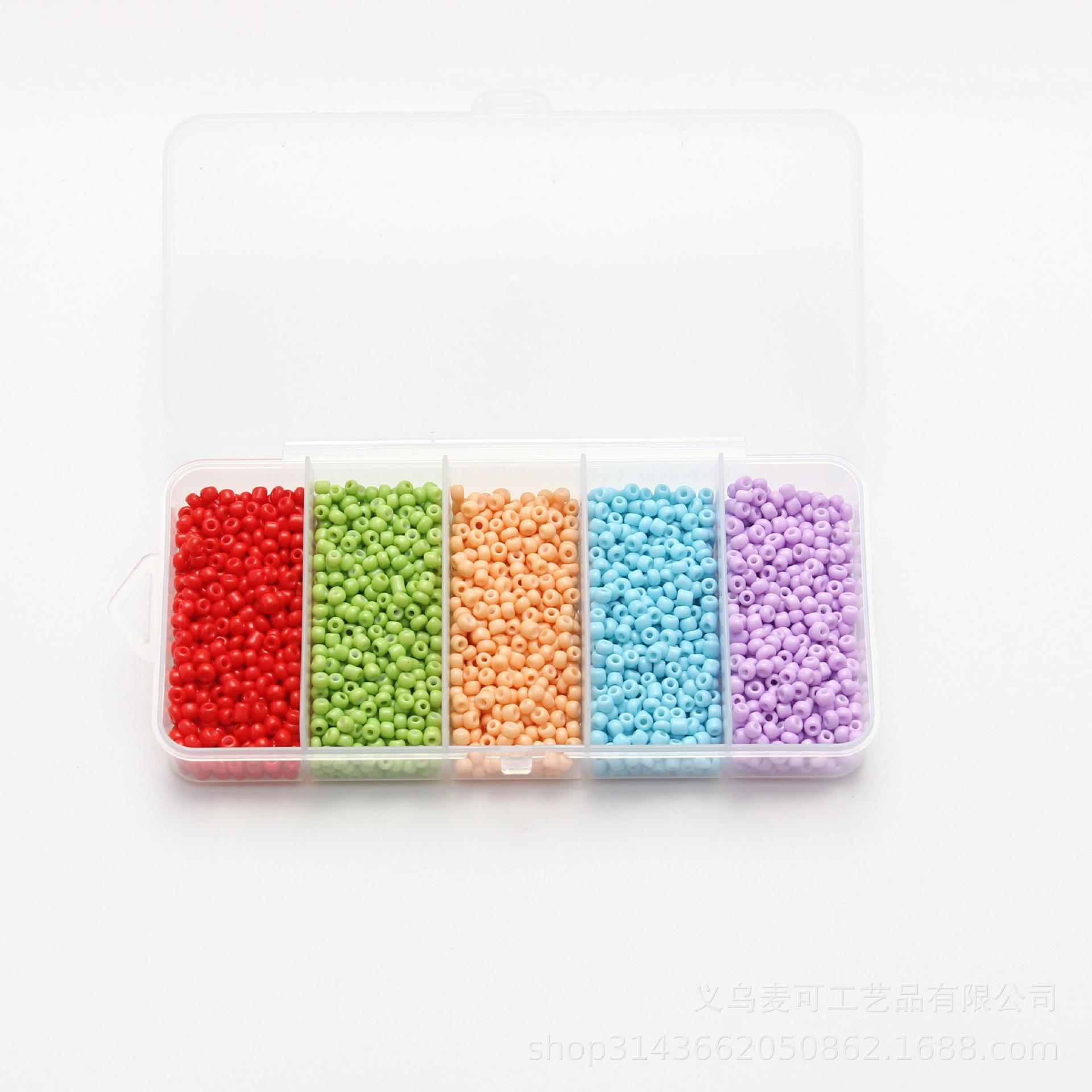 

Multisize Glass Solid Color Rice Bead Set for DIY Handmade Beaded Bracelets 2mm 5-compartment Seed Bead Box