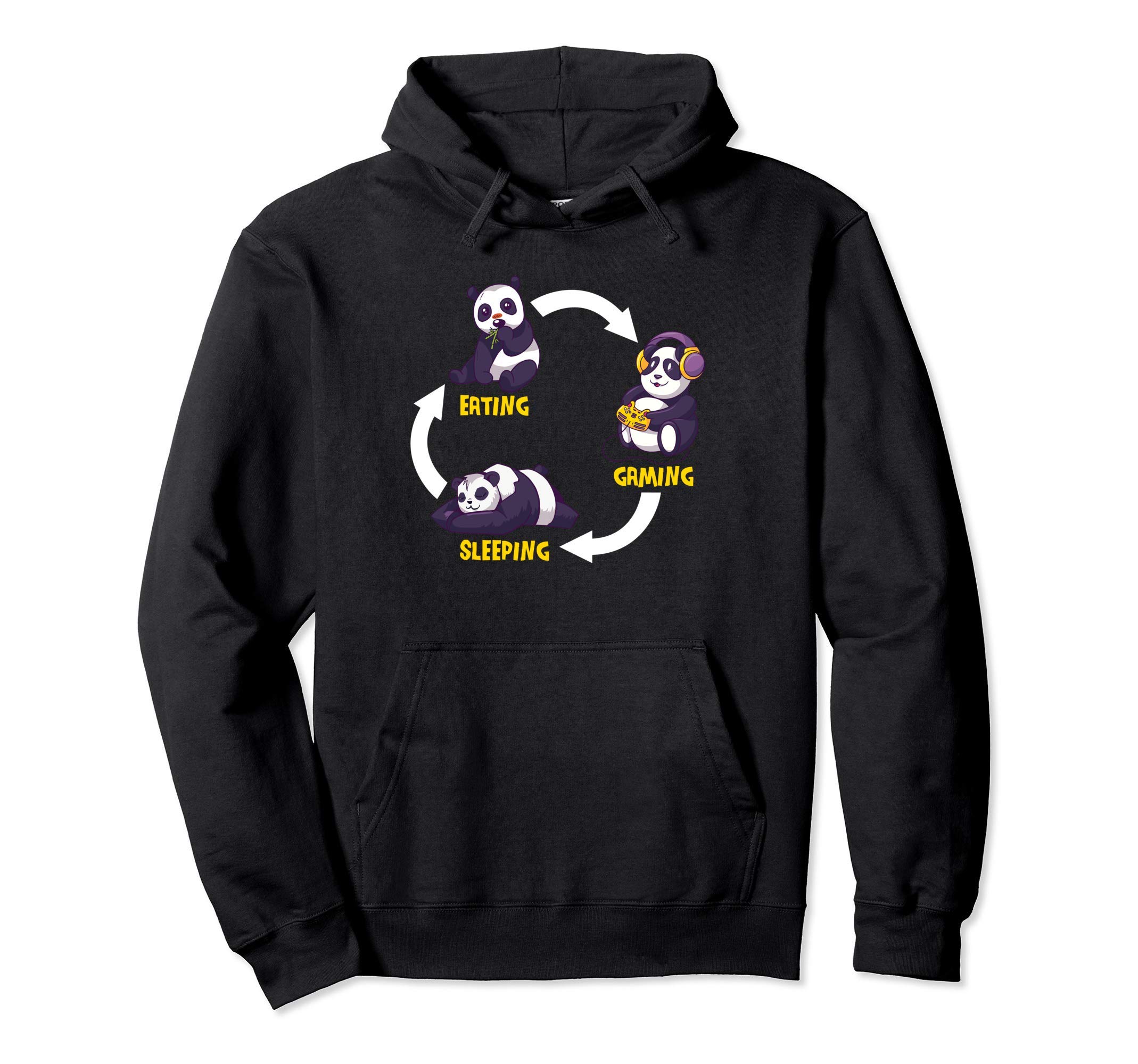 

Gaming Panda Funny Gift for Gamer Hoodie EATING.GAMING.SLEEPING чорний