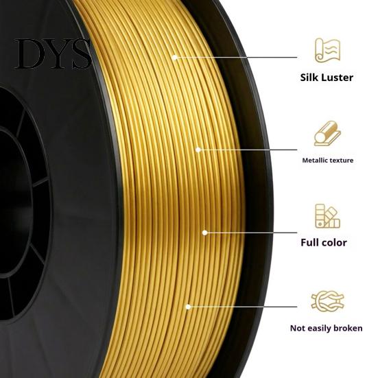 3D Printer Accessories PLA Filament, 1Kg Spool, 1.75mm, Neatly Wound Spool Filament Printing Metallic Silk Fit Most FDM Printers Accessoty