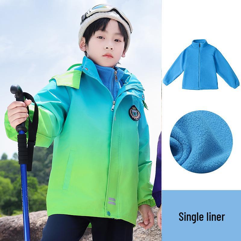 Autumn/Winter School Uniform Set: Velvet-Enhanced Windbreaker & Kindergarten Three-Piece Set