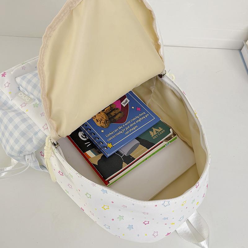 Schoolbag Light-tone Ice Blue Colored Stars Full-paved Backpack Milk Waxy Feeling Summer Refreshing Student Party Shop Photo Backpack