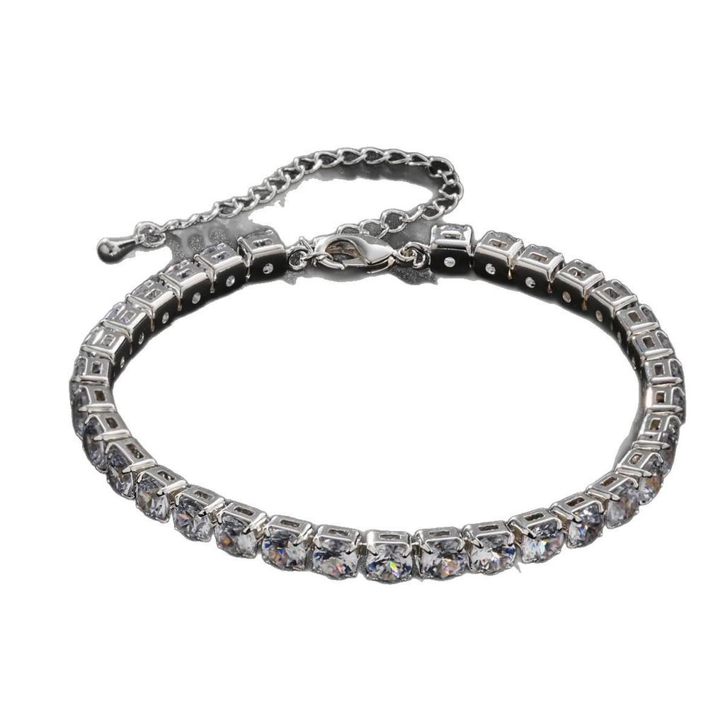 Chaîne Tennis Zircon Bracelet Tennis: Unisexe 4-5mm Mode Européenne et Américaine, Style Hip Hop