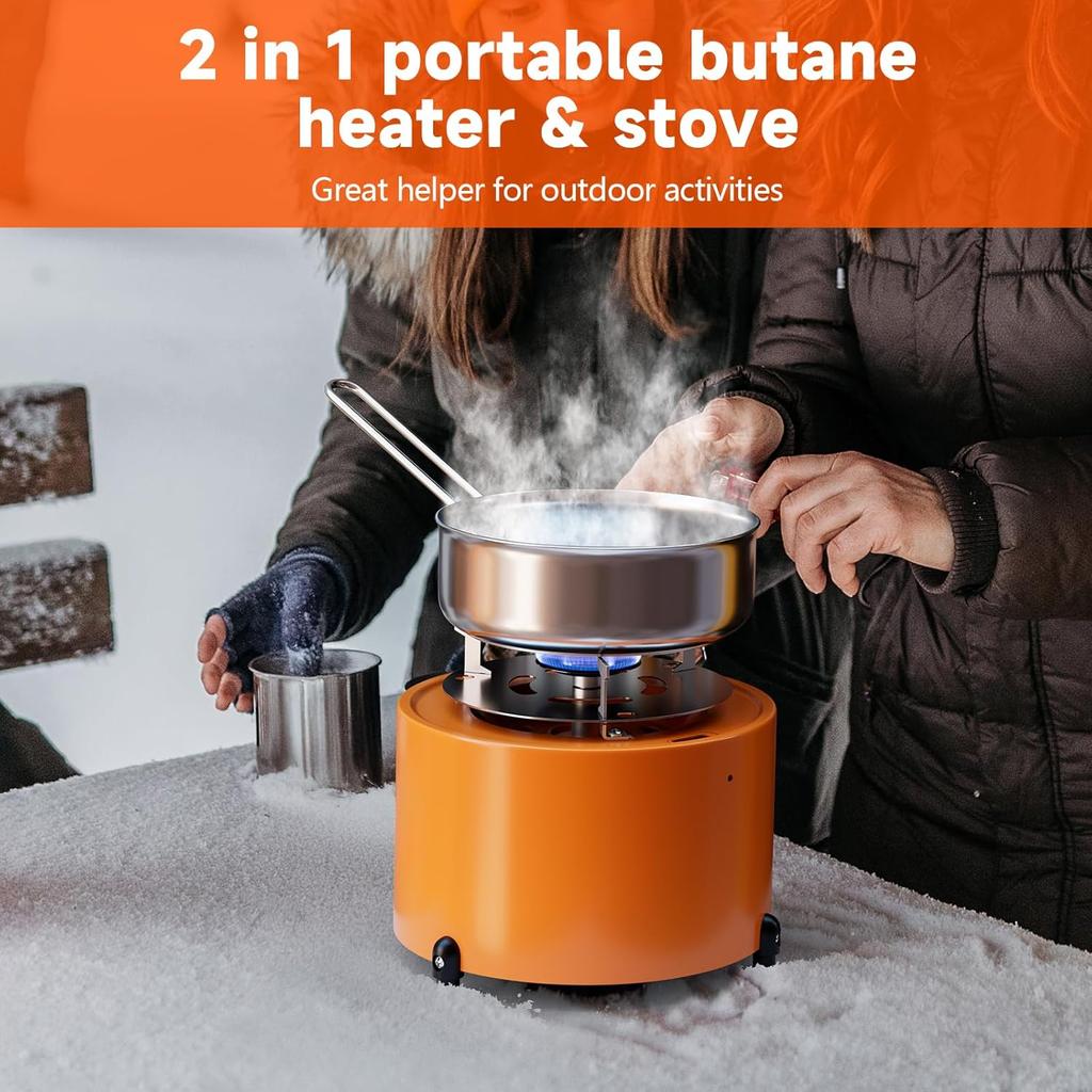 TLOG 2 in 1 Portable Propane Heater & Stove, 9000BTU Propane Heater with Handle, Adjsutable Vents and Flames, Portable for Outdoor,Camping, Ice