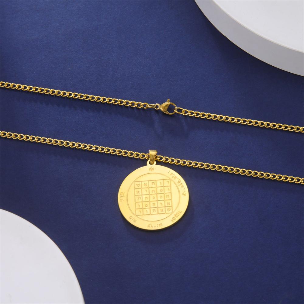  Saturn Key of Solomon Neckalace Stainless Steel Pentacle Statement Pendant Necklaces Retro Occult Amulet Jewelry for Men
