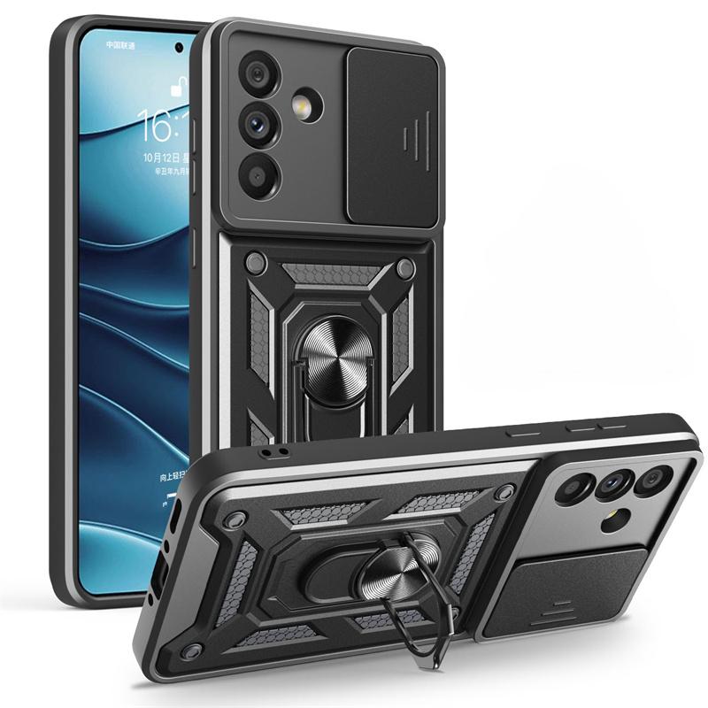 Slide Kamera Panzerhülle für Samsung Galaxy A06 A16 A26 A36 A56 5G Hülle Auto Magnetischer Ring Ständer Handyhülle für Samsung A56 A 16