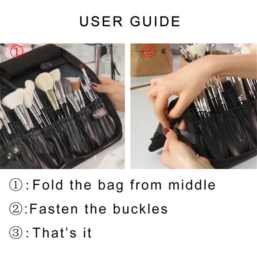 Zipper Large Capacity Folding Cosmetic Brush Storage Bag