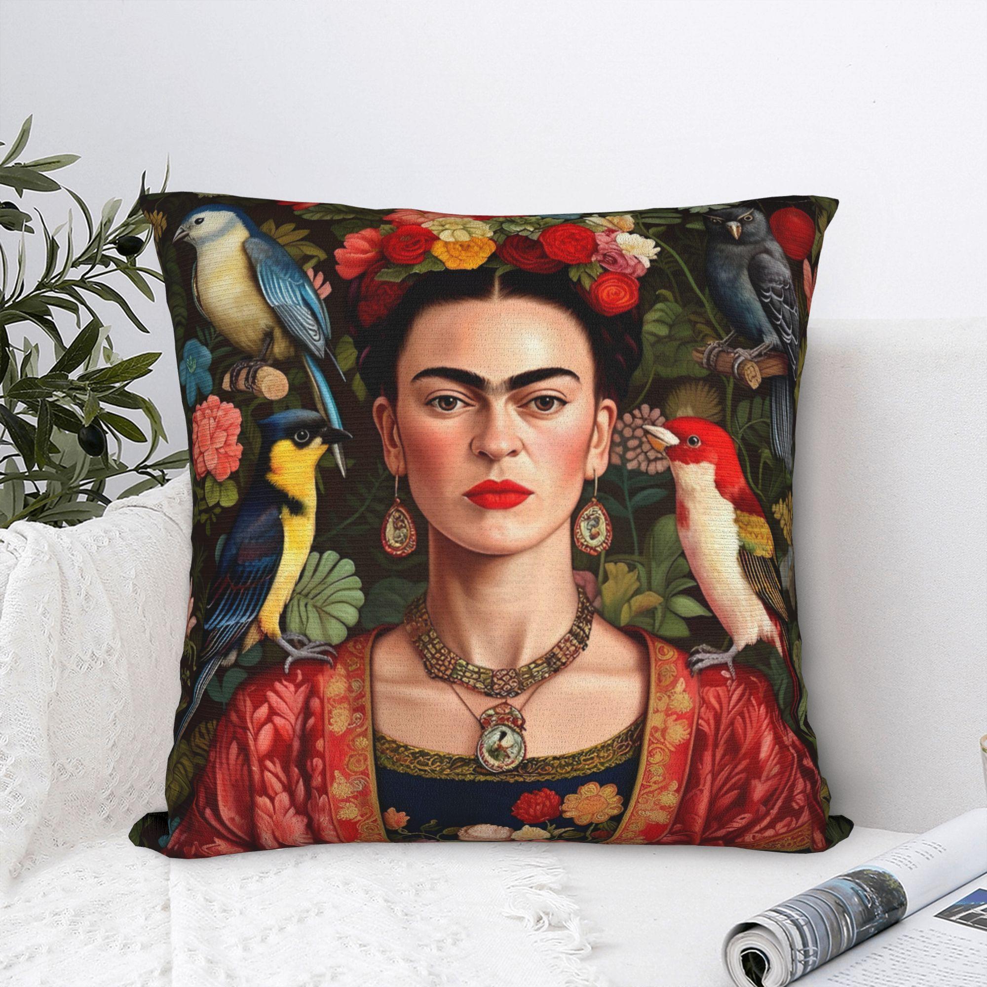 Tinika Chen Unisex F-Frida K-Kahlo Pillowcase Polyester Cushion Cover Decor Mexico Artist Pillow Case Cover Home Zipper 45*45Cm