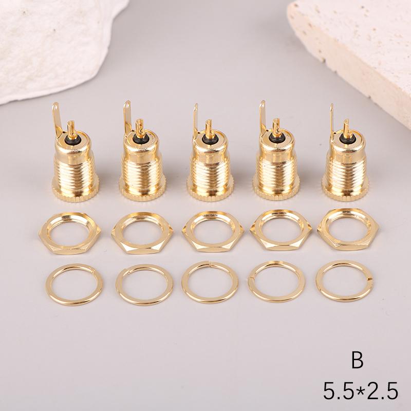 Gold-Plated 30V 10A High Current Dc Connectors 5.5X2.1Mm 5.5X2.5Mm Power Female Jack Socket Nut Panel Mount Dc Adapter Connector