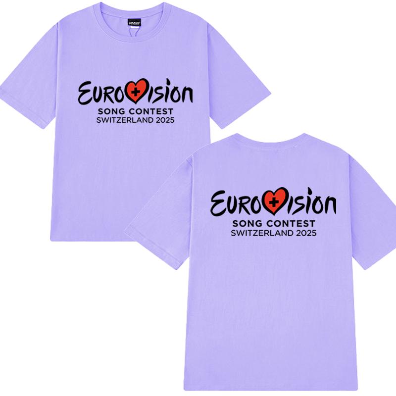 Ny i Eurovision 2025 T-shirt Eurovision Song tryckt T-shirt Män Kvinnor Mode Y2k kortärmade T-shirts Unisex Bomullstoppar
