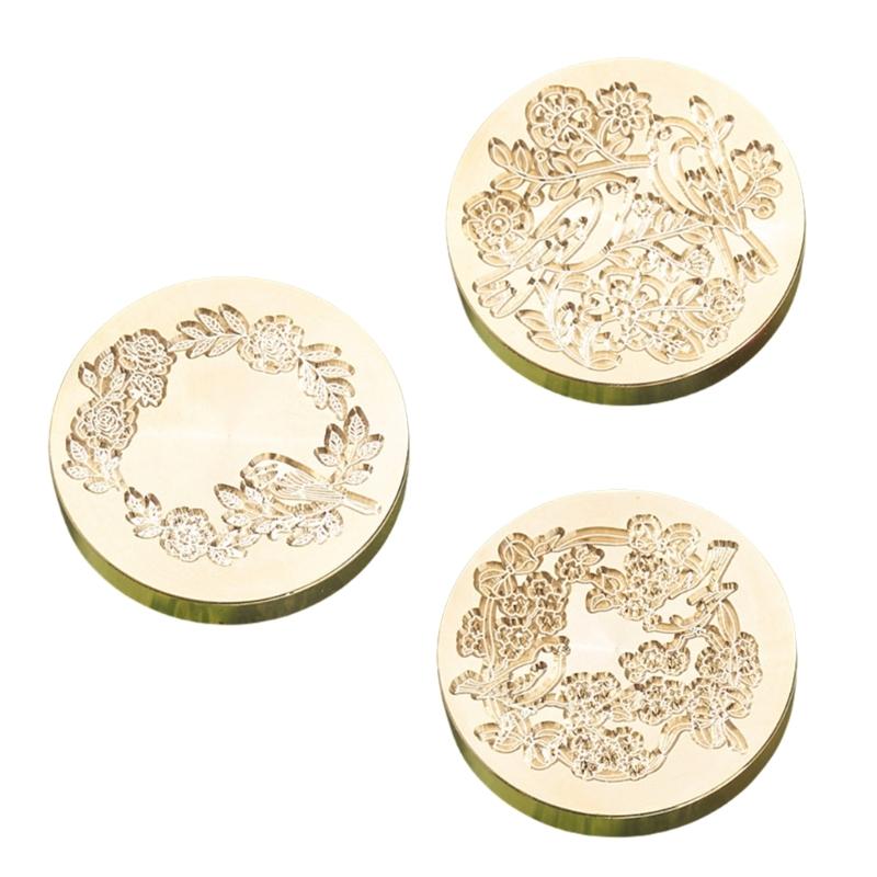 3Pcs Sealing Stamp Head Wax Stamp Head Brass Scrapbooking Stamp Head Emboss Sealings Waxes Seal Stamp Head Replacements