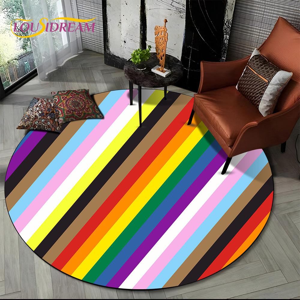 Colour Rainbow 3D Illusion Vision HD Cartoon Round Area Rug,Carpet Rug for Living Room Bedroom Sofa Playroom Decor,Non-slip Gift