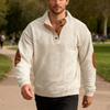 New Men's Casual Corduroy Patch Stand Collar Sweatshirt - Loose Fit Oversized Menswear