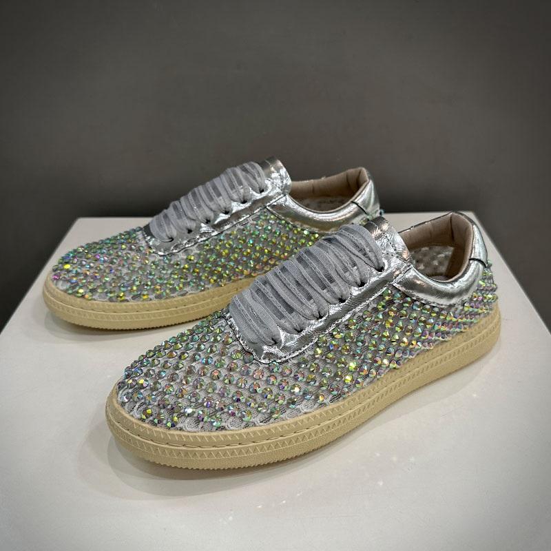 Fashion Luxury New Designer Men's All Match Glitter Charm Rhinestone Causal Shoes Flats Male Walking Sneakers Zapatos Hombre