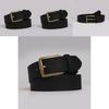 Casual Pu Leather Belt For Men With Vintage Copper Buckle And Modern Line Accents