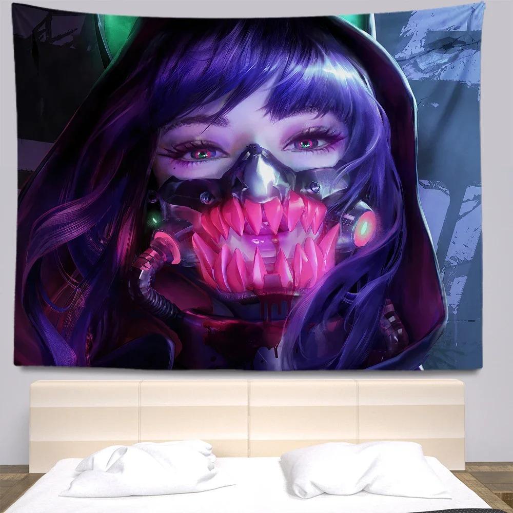 Киберпанк аниме декоративный гобелен домашний декор стены офис гостиная гобелен 100x75cm — фото 11