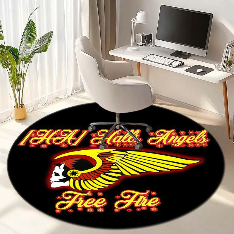 Gang Violence Motorcycle Enthusiasts Hells Angels Motorcycle Club Circular Carpet Is Soft, Home, Bedroom, Door Mat Decoration, and Non Slip Carpet E3