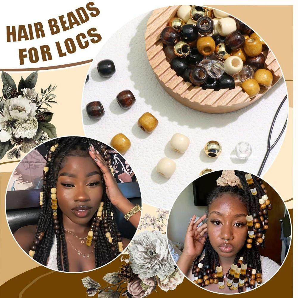 120Pcs Headwear Braiding Beads Multi Style Imitation Wood Bead Accessories  Hair Accessories
