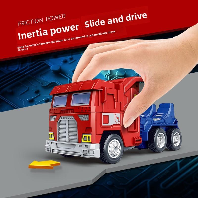 Kids Inertial Plastic Vehicle Withtransforming Robot Features Car Model Toy