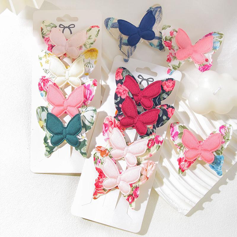 New 4Pcs Flower Butterfly Hair Clips Girls Favorite Fashion Lovly Barrettes Clips Gift Baby Hair Accessories
