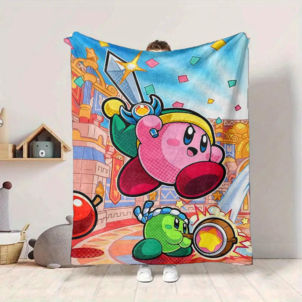1pc Kirby Soft Skin-Friendly Flannel Blanket with Digital Printing, Various Sizes Available for Family, Friends, Birthday