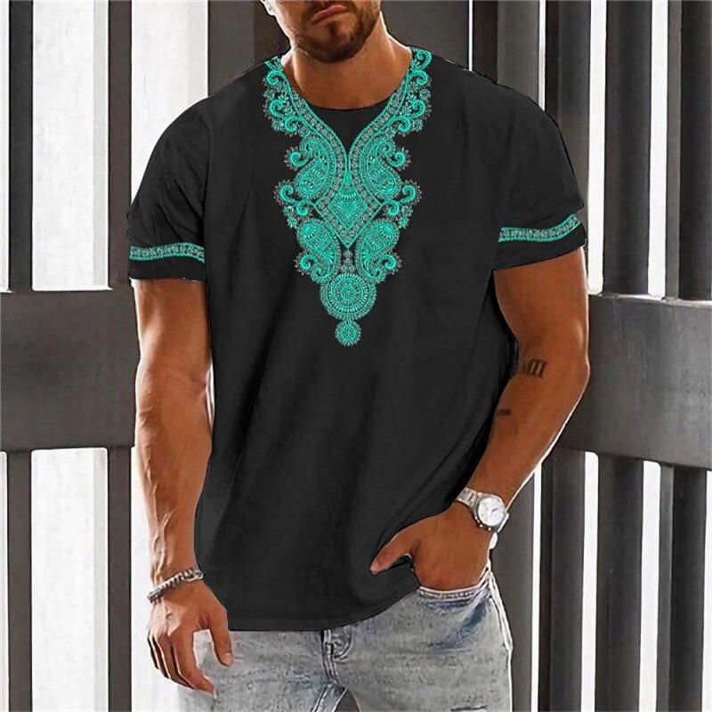 Vintage Ethnic T-shirt 3D Print Clothing O-neck Men Tops Oversized Short Sleeve Tee Summer Loose Male Streetwear Mens Clothes