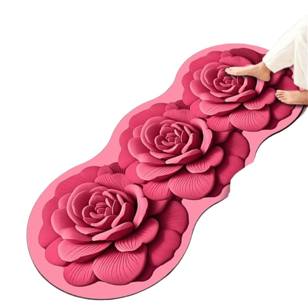 Non-slip Rose Floor Mat 3D Flower Carpet Creative Bedside Carpet  for Bedroom Living Room