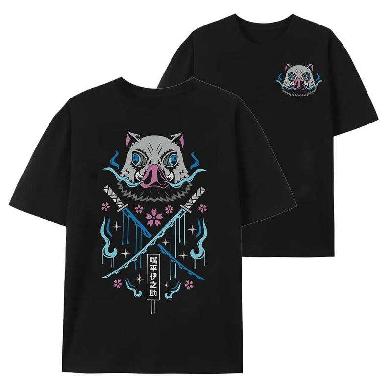 

Unisex T-shirt featuring Inoue Hashibira wielding a double-edged Nichirin Blade, Demon Slayer unisex T-shirt, anime fan unisex T-shirt design. XL