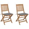 Day and Night - Day and Night Folding Garden Chairs 2 Units and Cushions Solid Acacia Wood