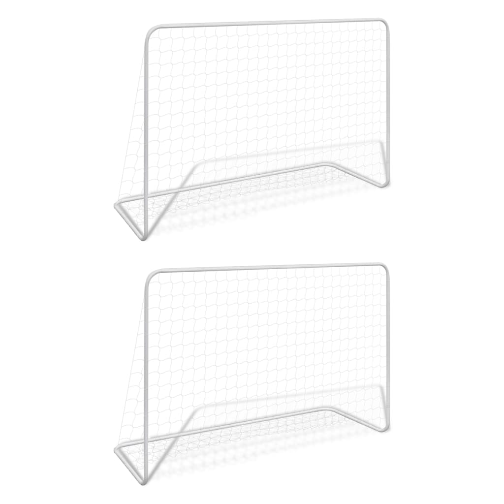 Football Goals Set of 2 with Nets 182 * 61 * 122 cm Steel White