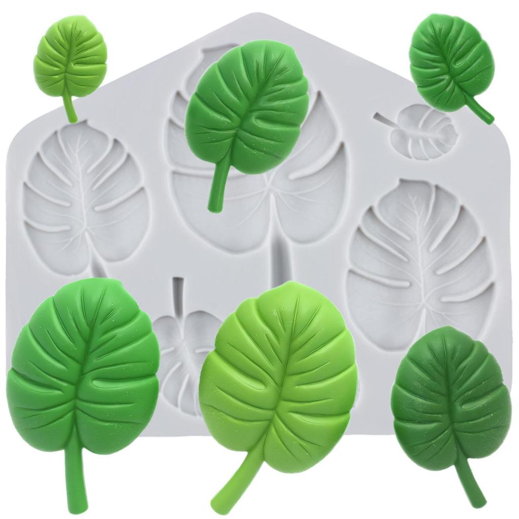 Fan Leaf Silicone Mold Flamingo Tropical Leaf Fondant Molds Cake Decorating Tools Cupcake Topper Candy Resin Clay Chocolate Gumpaste Mold