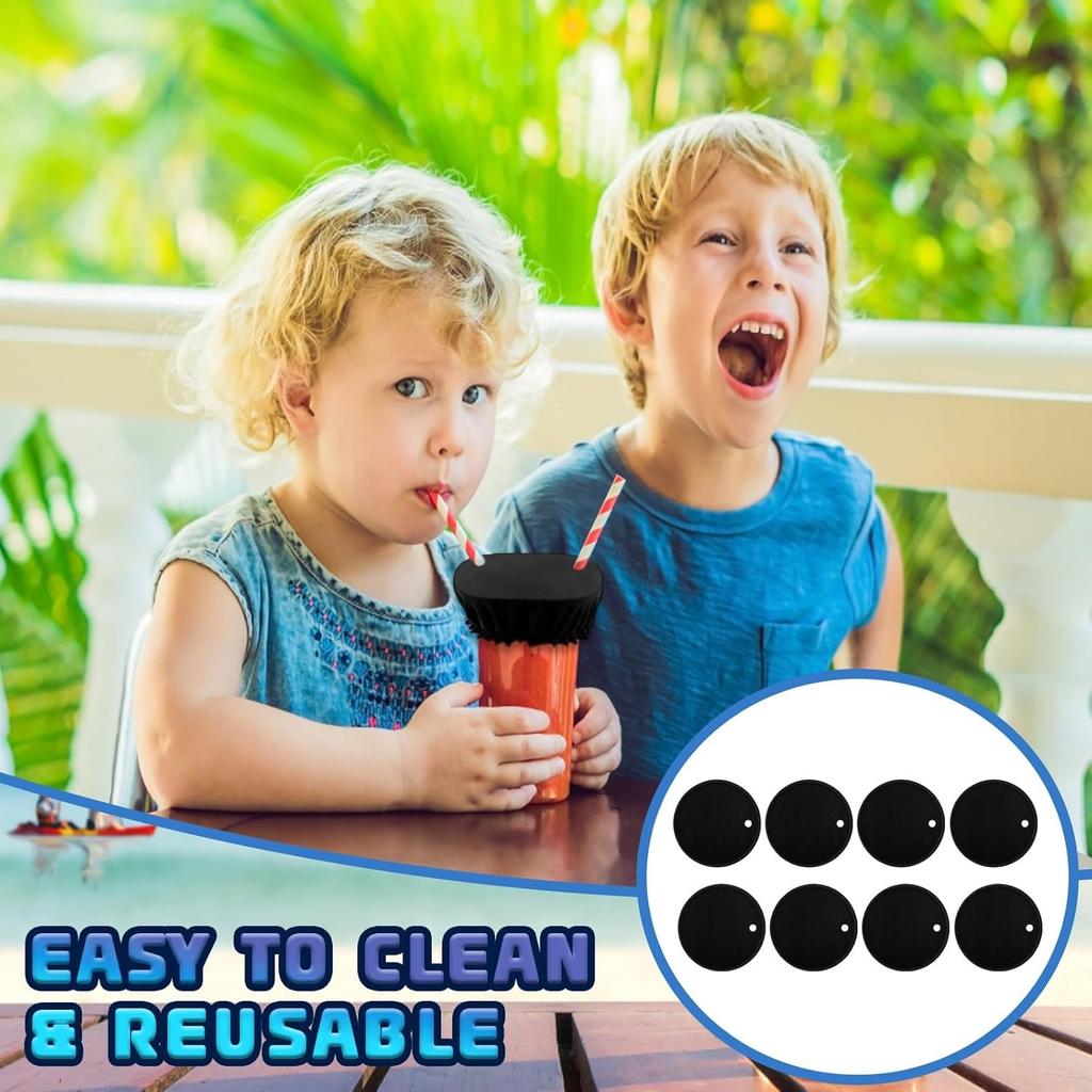 8x Anti Spike Drink Cover Scrunchies W/ Straw Hole Cup Cover Protector Reusable